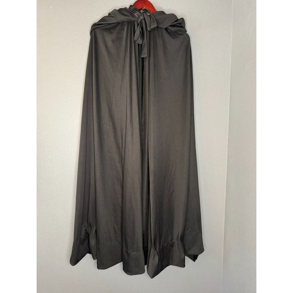 Black Hooded Cape Cloak Adult Halloween Witch Vampire Gothic Costume